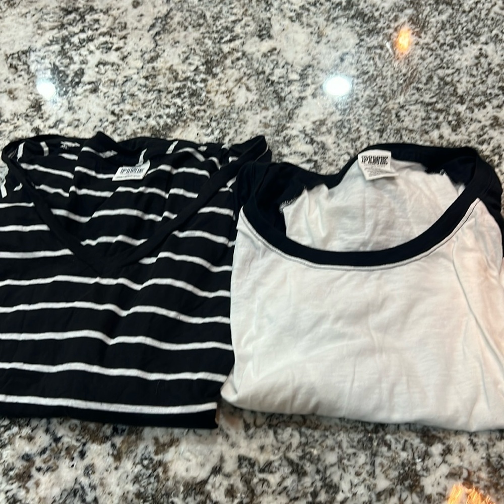 Pink VS Victoria Secret Long Sleeve Shirt Black White Vintage Small Bundle Y2K - Picture 2 of 7